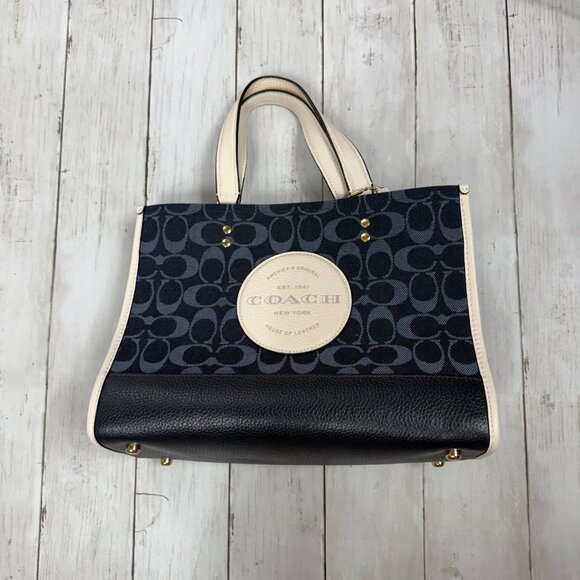 Coach Dempsey Carryall Signature Jacquard Denim Multi Purse - Picture 2 of 8